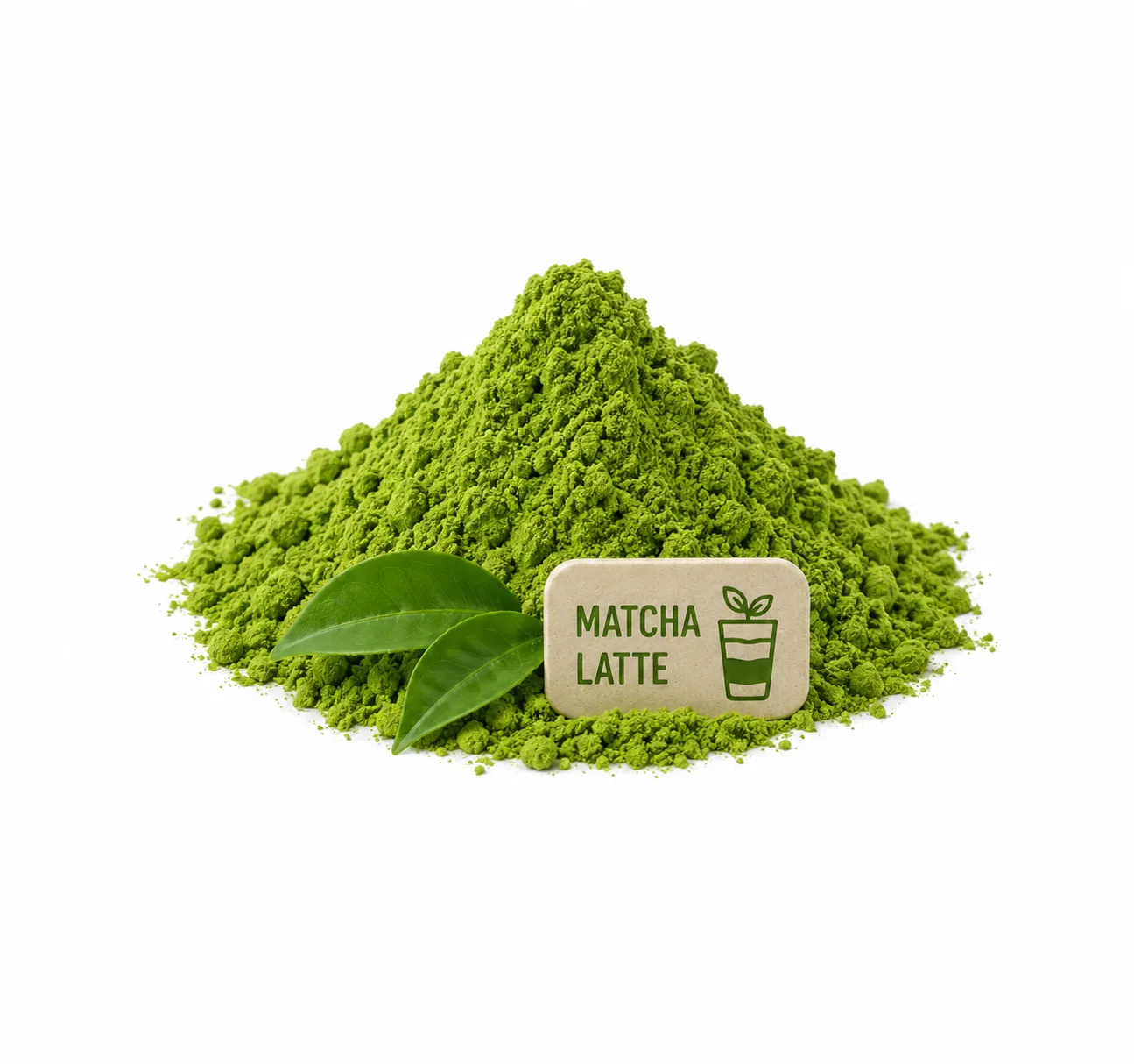 Matcha Latte için çay yapraklı ve tabaklı Japon matcha tozu