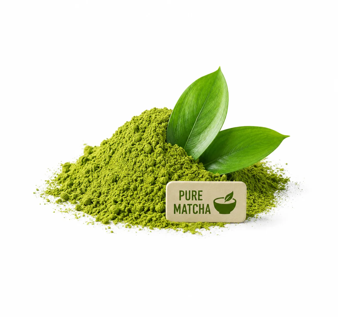 Yeşil çay yaprakları ile Japon matcha tozu ve sıcak su ile matcha için tabak